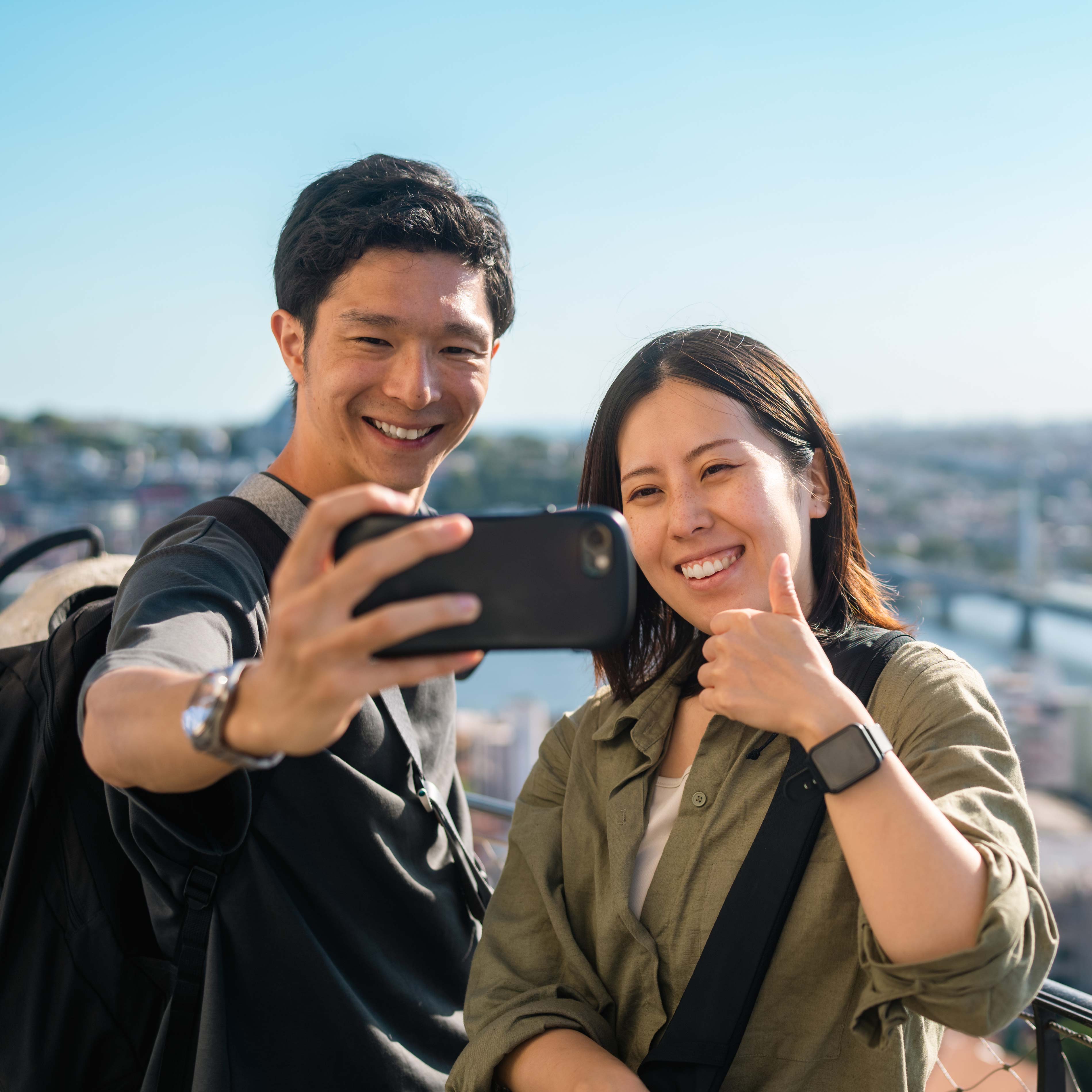 A couple clicking a selfie